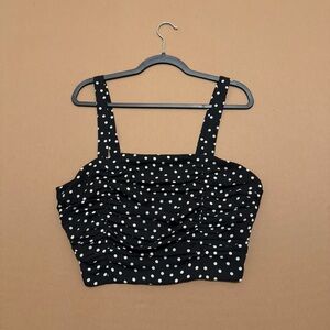 Barbiecore Black and White Polka Dot Cropped Tank Top